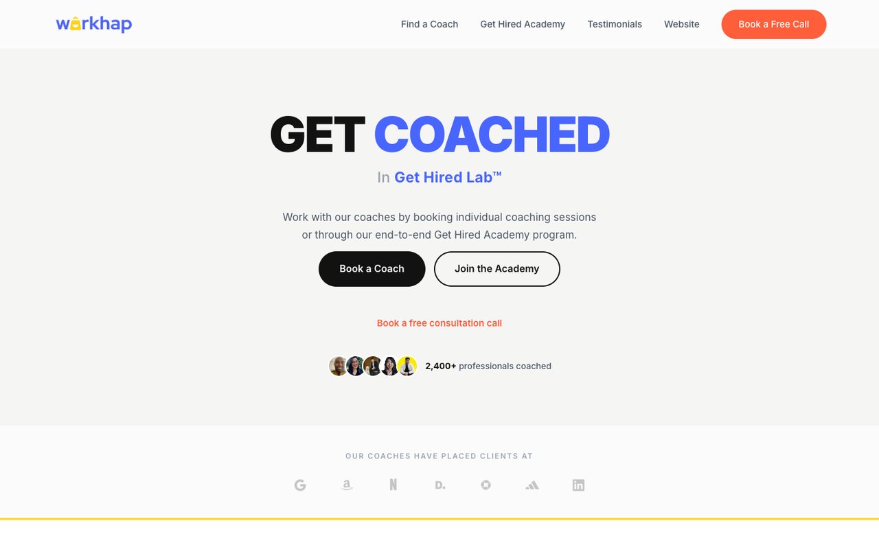 Workhap home page